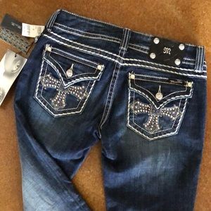 MISS ME Signature Straight Blue Mid-Rise Jean
